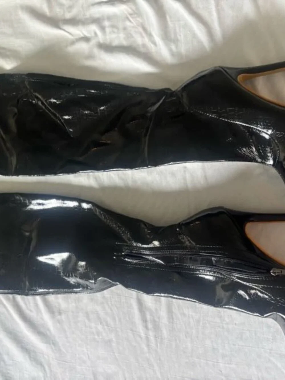 SHEIN Black Patent Knee-High Stiletto Boots – EU 39 / US 8